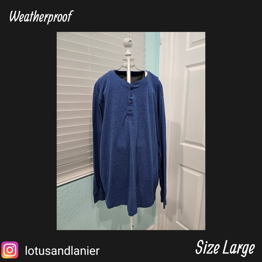 Weatherproof  Men's  Long Sleeve Blue T-Shirt  Sz Large